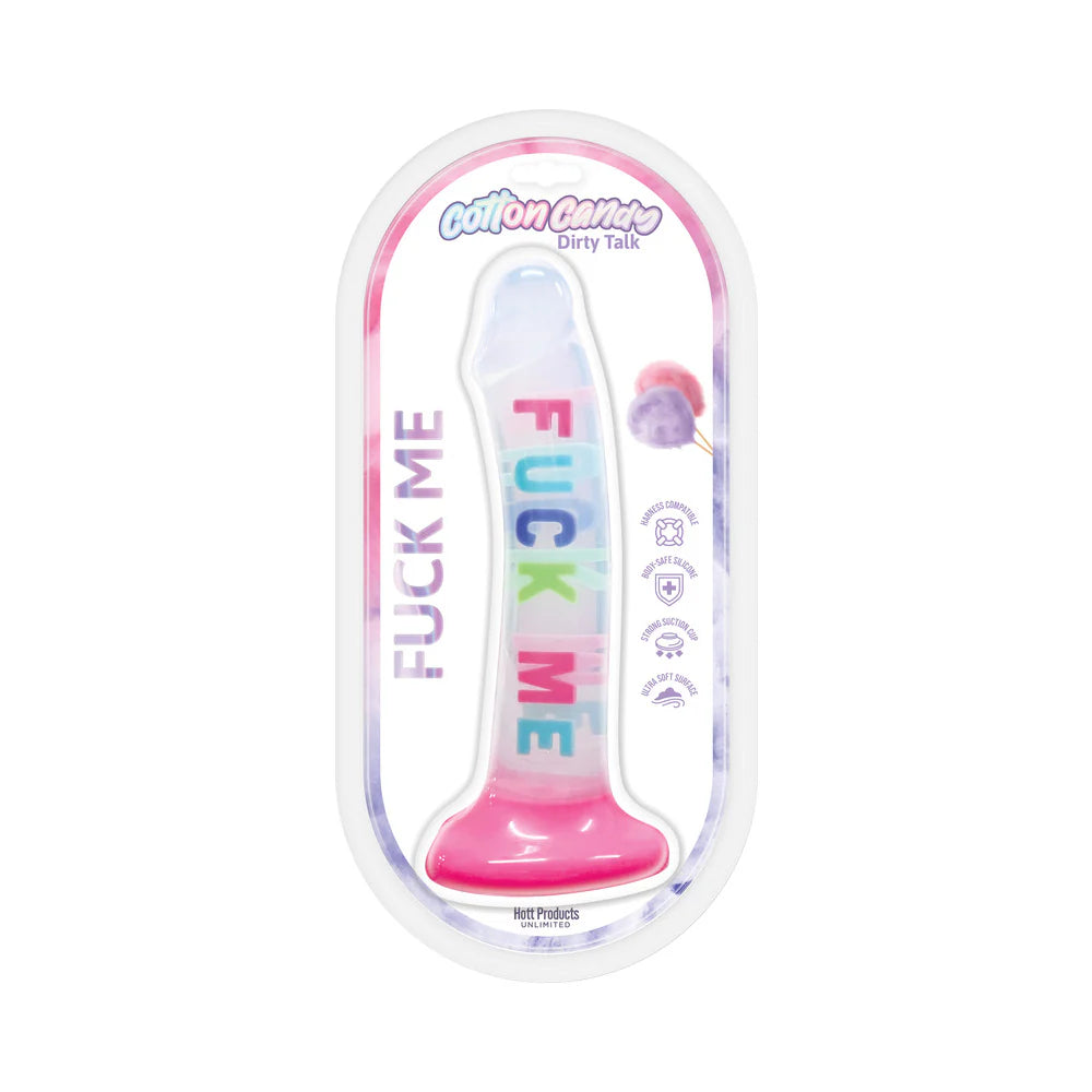 Cotton Candy Dirty Talk Fuck Me 8 in. Silicone Dildo by Hott Products Unlimited