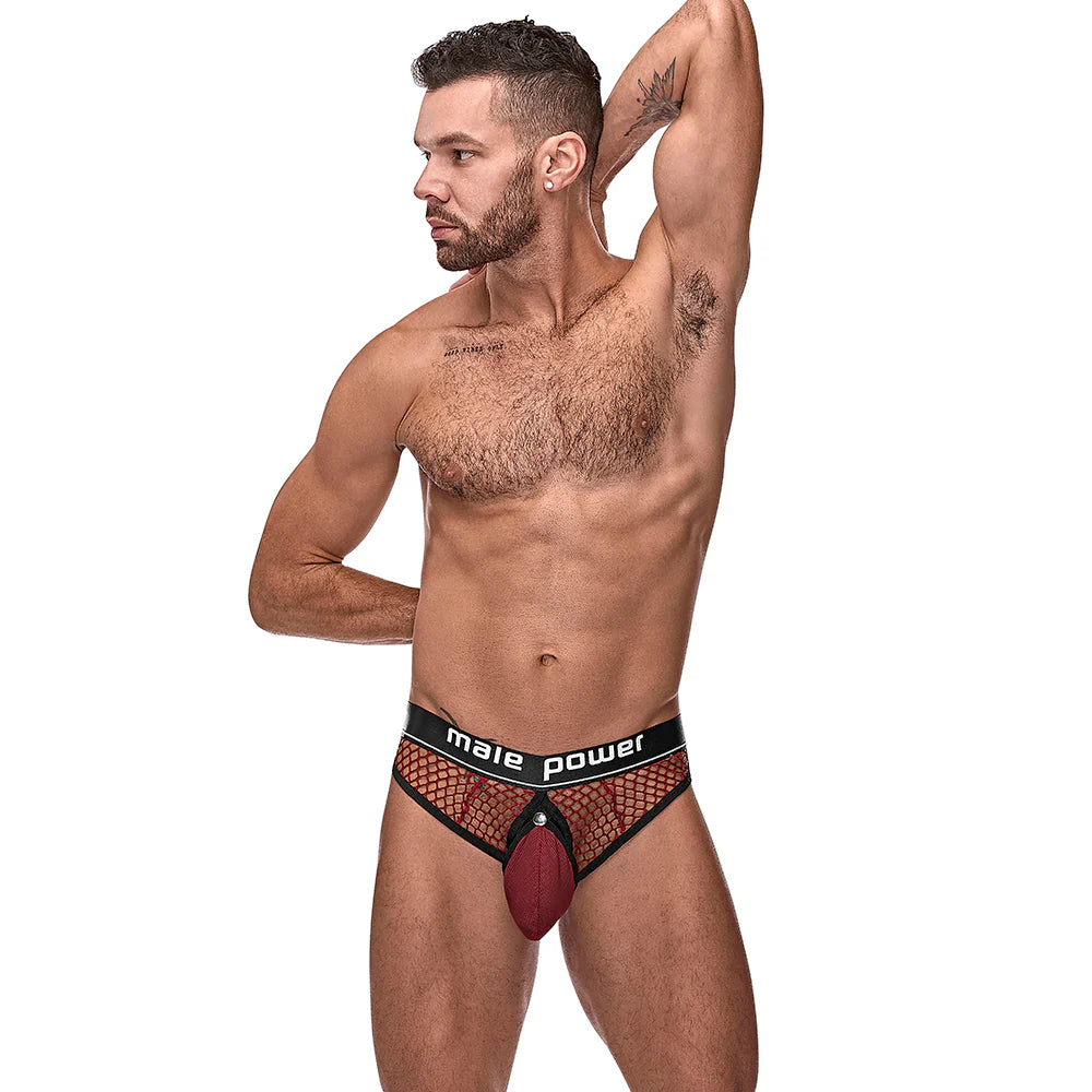 Male Power The Ultimate Duo CRB Cock Ring Thong & Black Cock Ring Burgundy S/M by Male Power