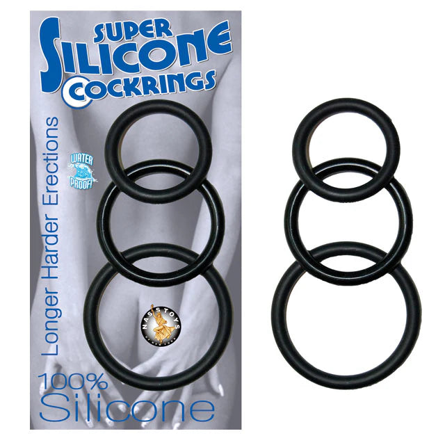 Super Silicone Cockrings 3 (Black) by Nasstoys