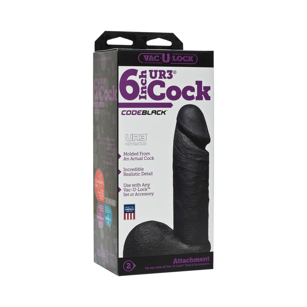 Vac-U-Lock - ULTRASKYN 6in Realistic Cock CODEBLACK by Doc Johnson