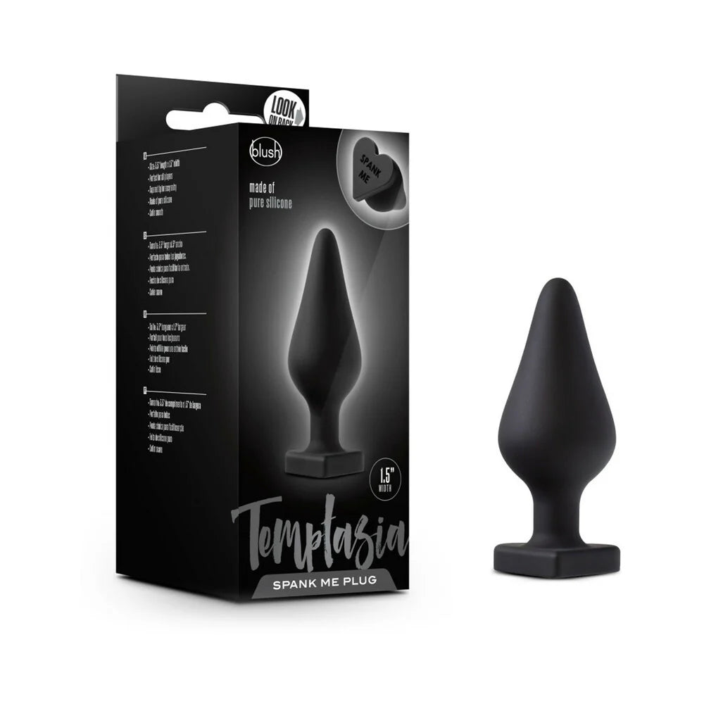 Temptasia 'Spank Me' Silicone Anal Plug with Heart-Shaped Base Black by Blush