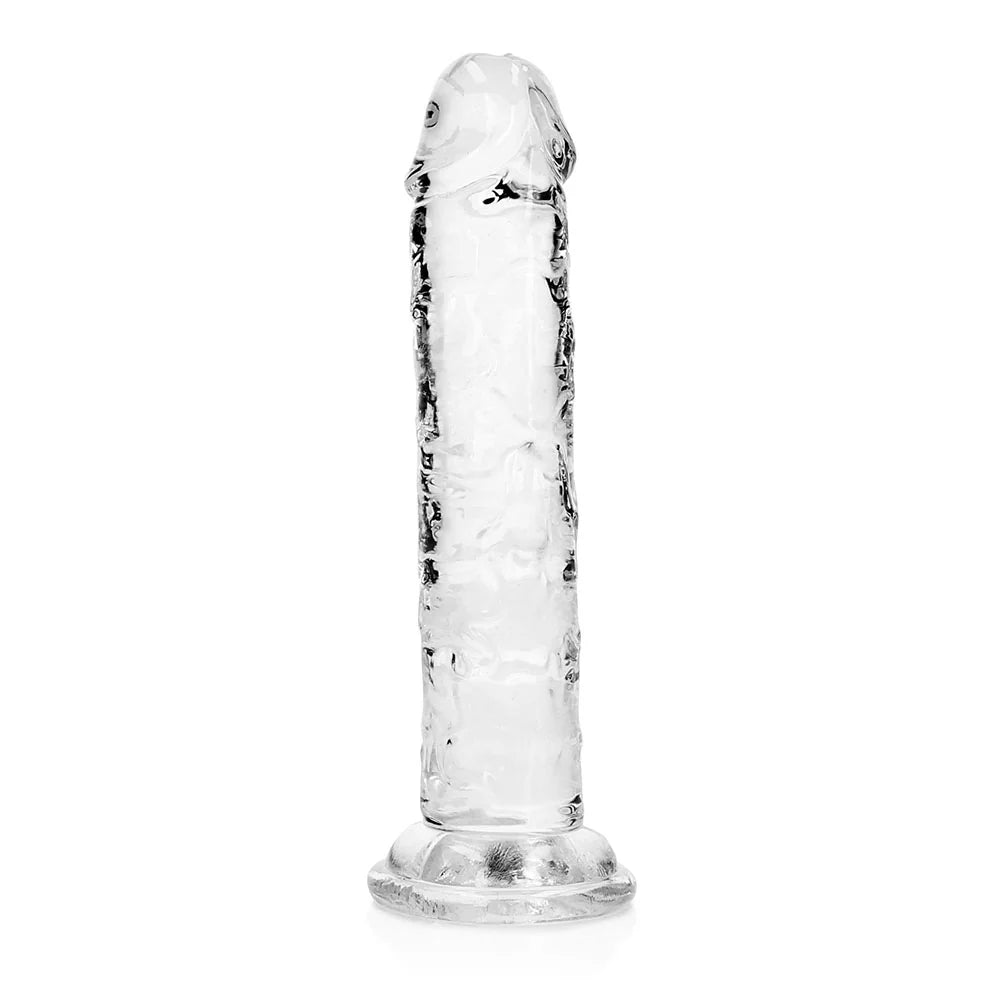 RealRock Crystal Clear Straight 6 in. Dildo Without Balls Clear by Shots America LLC