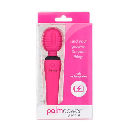 PalmPower Groove Rechargeable Silicone Mini Wand Massager Fuchsia by BMS Factory