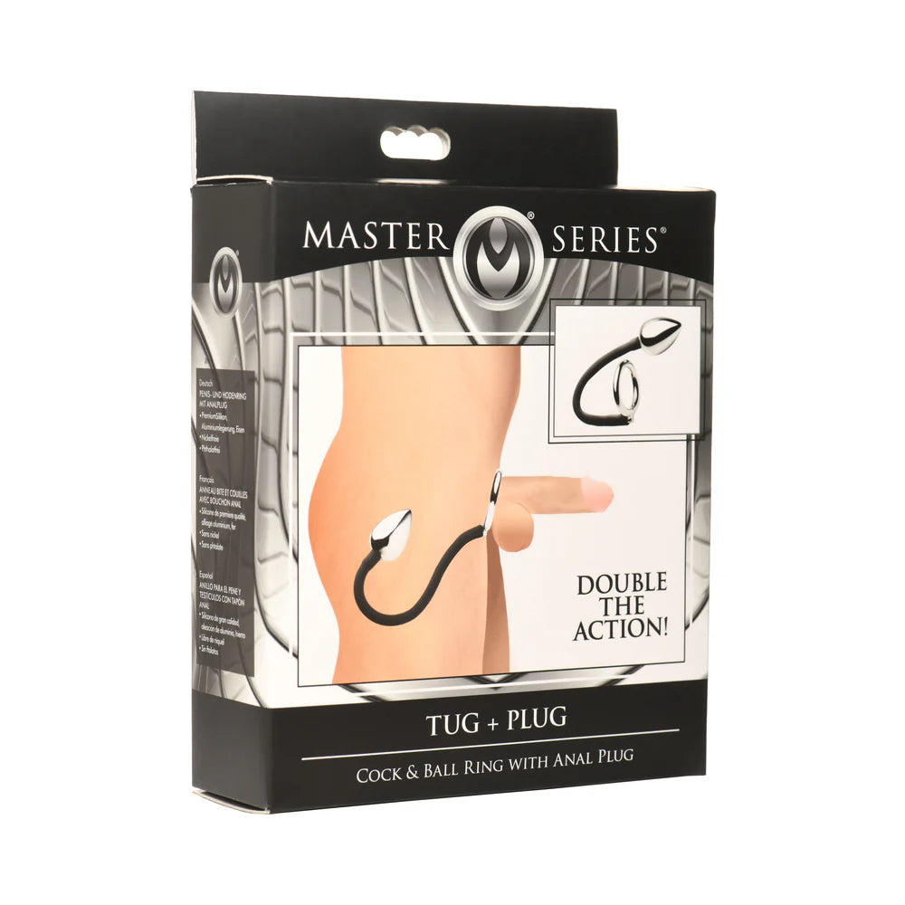 Master Series Tug + Plug Cock & Ball Ring with Anal Plug by XR LLC