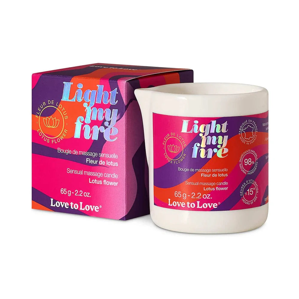 Love to Love Light My Fire Sensual Massage Candle Lotus Flower 2.2 oz. by Lovely Planet USA