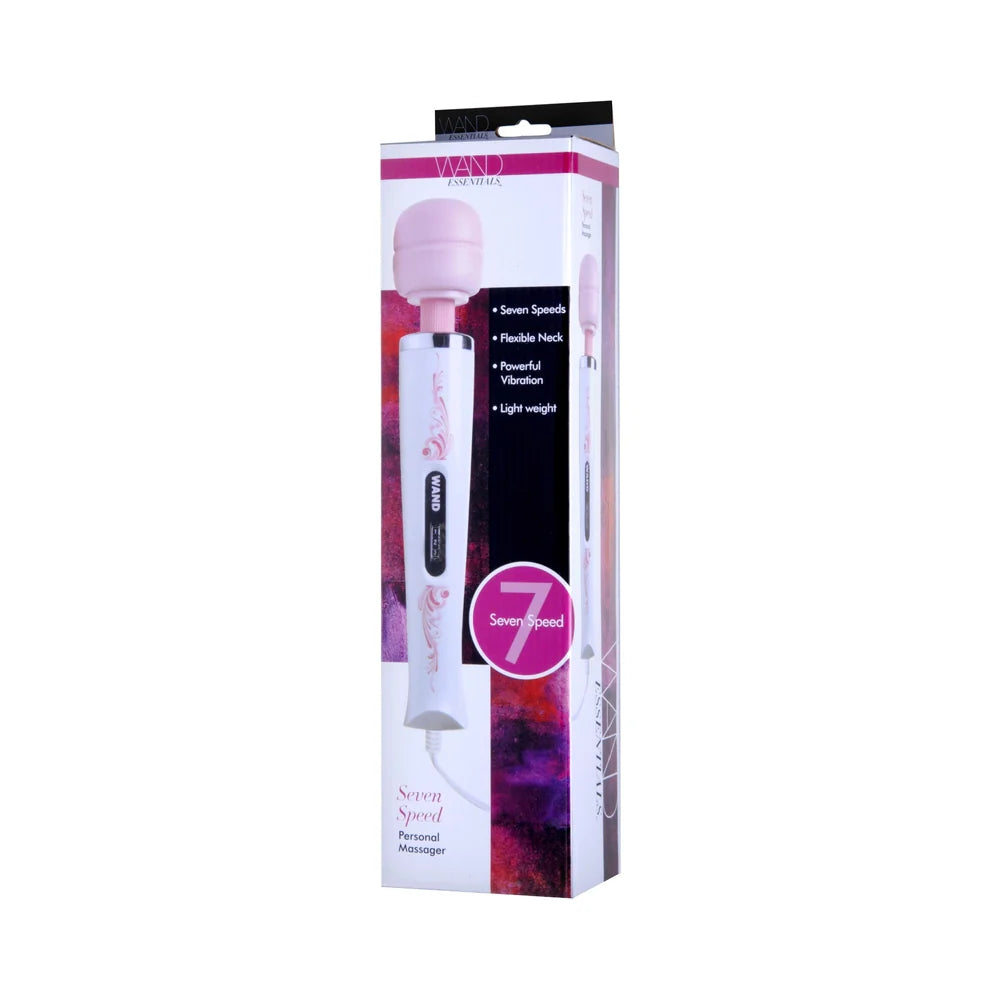 Wand Essentials 7 Speed Silicone Wand Massager Pink/White by XR LLC