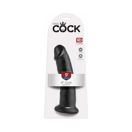 King Cock 9 in. Cock Realistic Dildo With Suction Cup Black by Pipedream