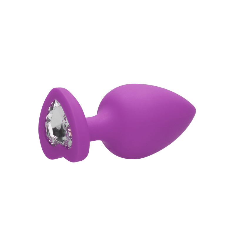 Ouch! Flexible Silicone Diamond Heart Butt Plug Purple Extra Large by Shots America LLC