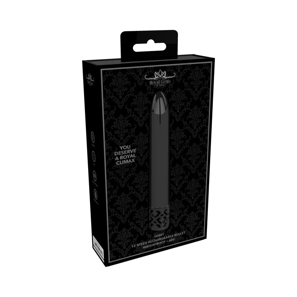 Royal Gems Shiny Rechargeable 10-Speed Bullet Vibrator Gunmetal by Shots America LLC