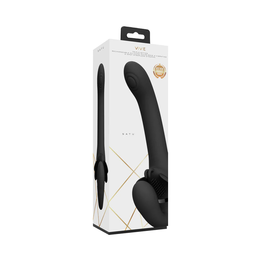 VIVE SATU Rechargeable Triple Motor Pulse-Wave Vibrating Silicone Strapless Strap-On by Shots America LLC