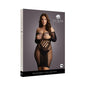 Le Desir Contrast Net Long-Sleeved Mini Dress Black Queen Size by Shots America LLC