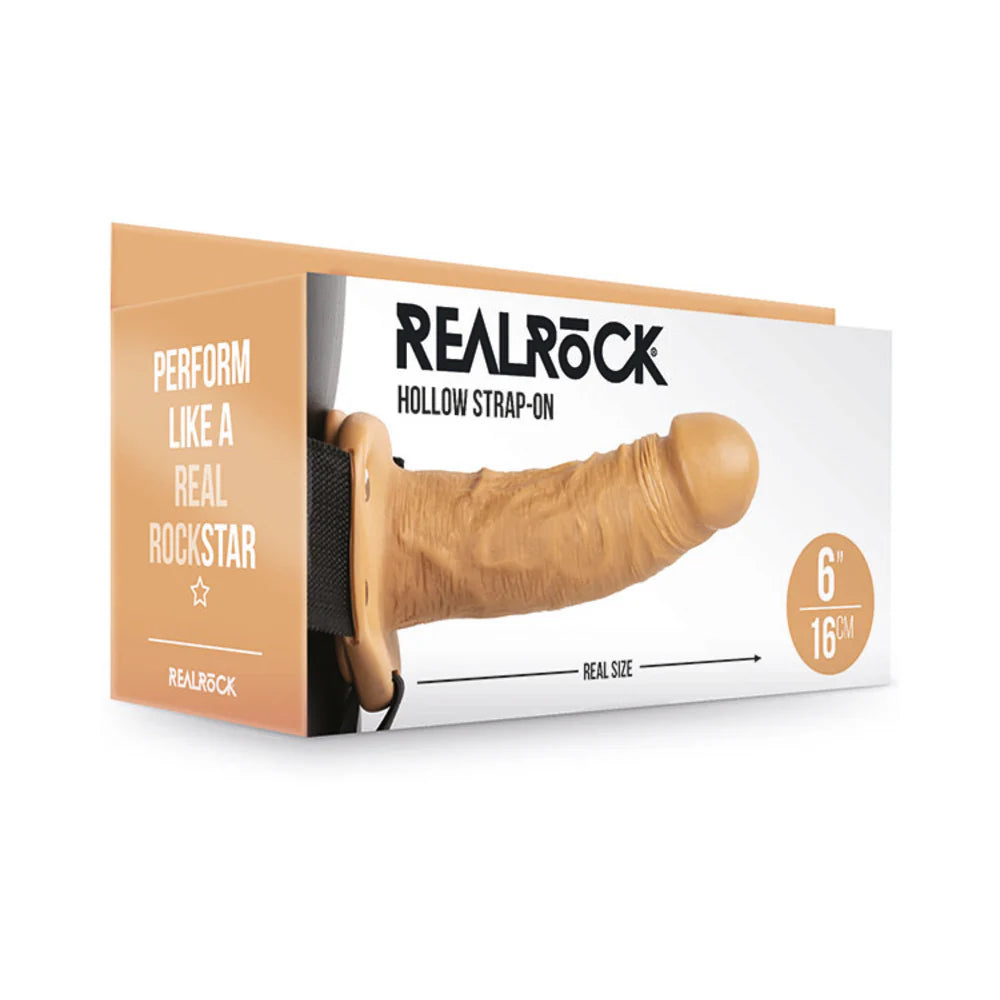 RealRock Realistic 6 in. Hollow Strap-On Tan by Shots America LLC