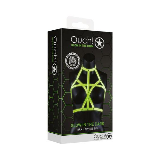 Ouch! Glow in the Dark Bra Harness Neon Green S/M by Shots America LLC