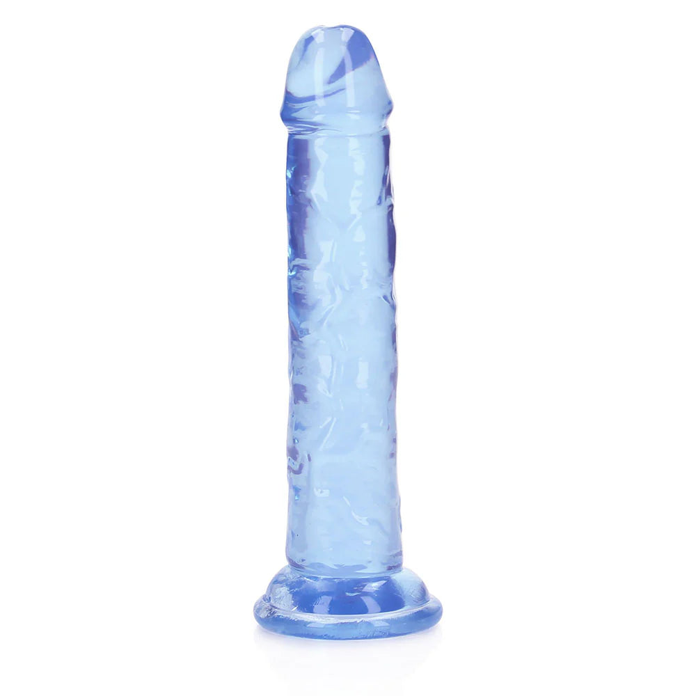 RealRock Crystal Clear Straight 6 in. Dildo Without Balls Blue by Shots America LLC