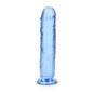 RealRock Crystal Clear Straight 7 in. Dildo Without Balls Blue by Shots America LLC