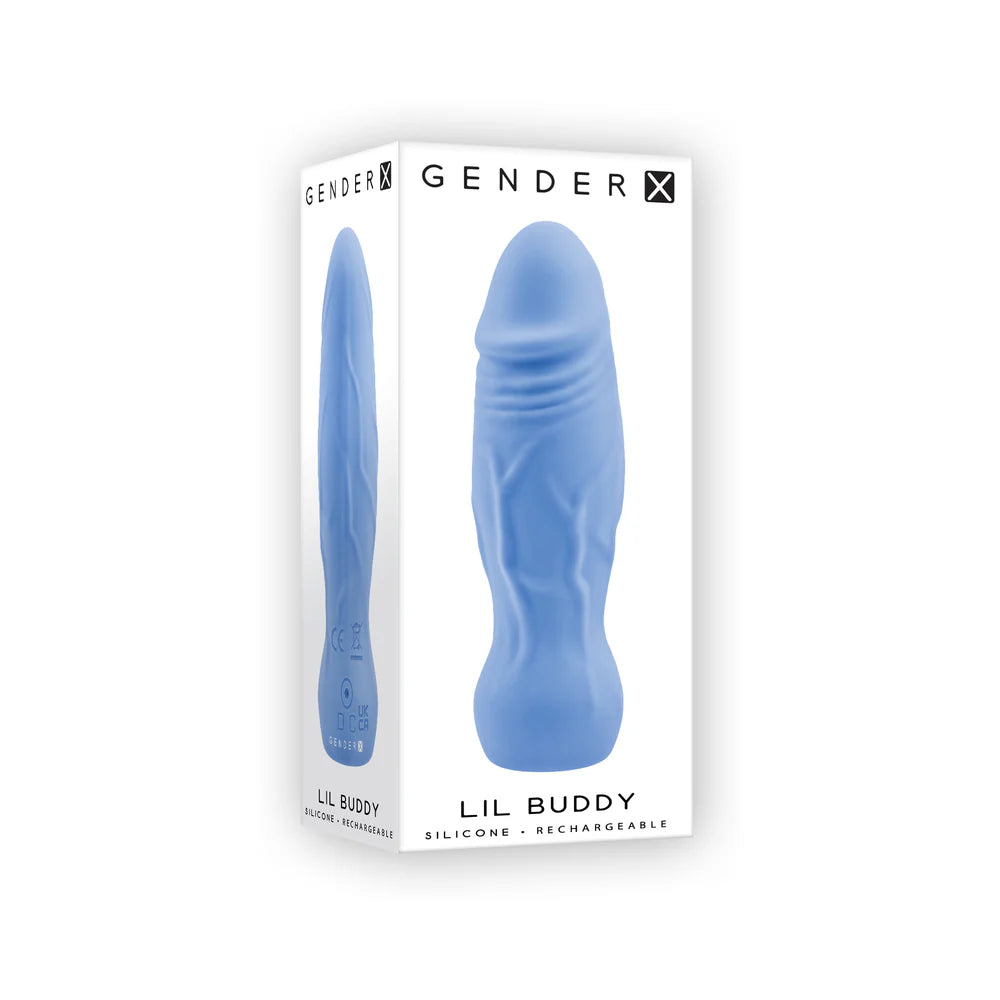Gender X Lil Buddy Rechargeable Silicone Realistic Vibrator Blue by Evolved
