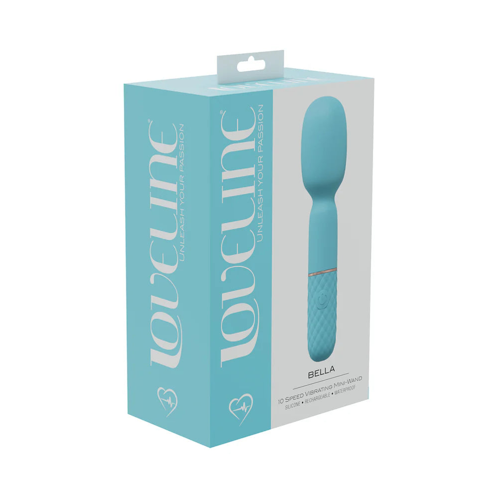 LoveLine Bella 10 Speed Vibrating Mini-Wand Silicone Rechargeable Waterproof Blue by Shots America LLC