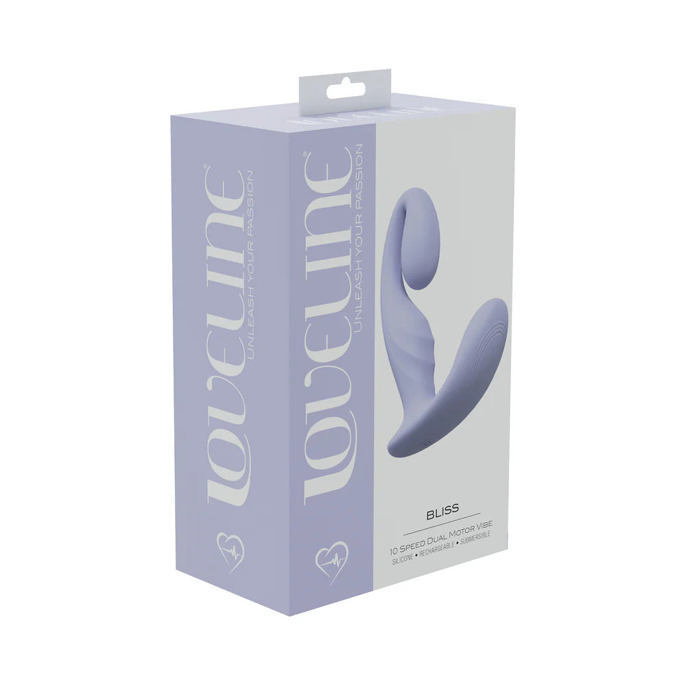 LoveLine Bliss 10 Speed Dual Motor Vibe Sealed Silicone Rechargeable Submersible Lavender by Shots America LLC