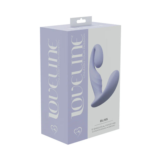LoveLine Bliss 10 Speed Dual Motor Vibe Sealed Silicone Rechargeable Submersible Lavender by Shots America LLC