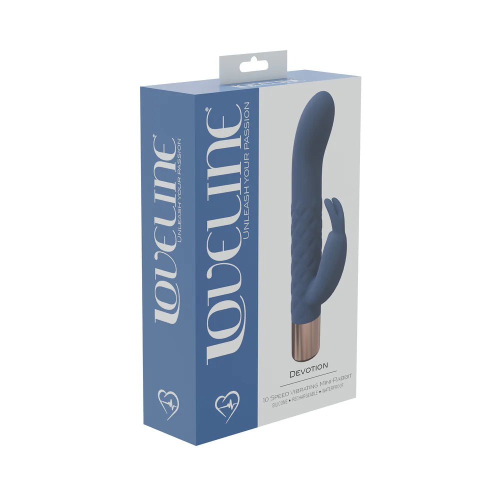LoveLine Devotion 10 Speed Mini-Rabbit Silicone Rechargeable Waterproof Blue/Grey by Shots America LLC