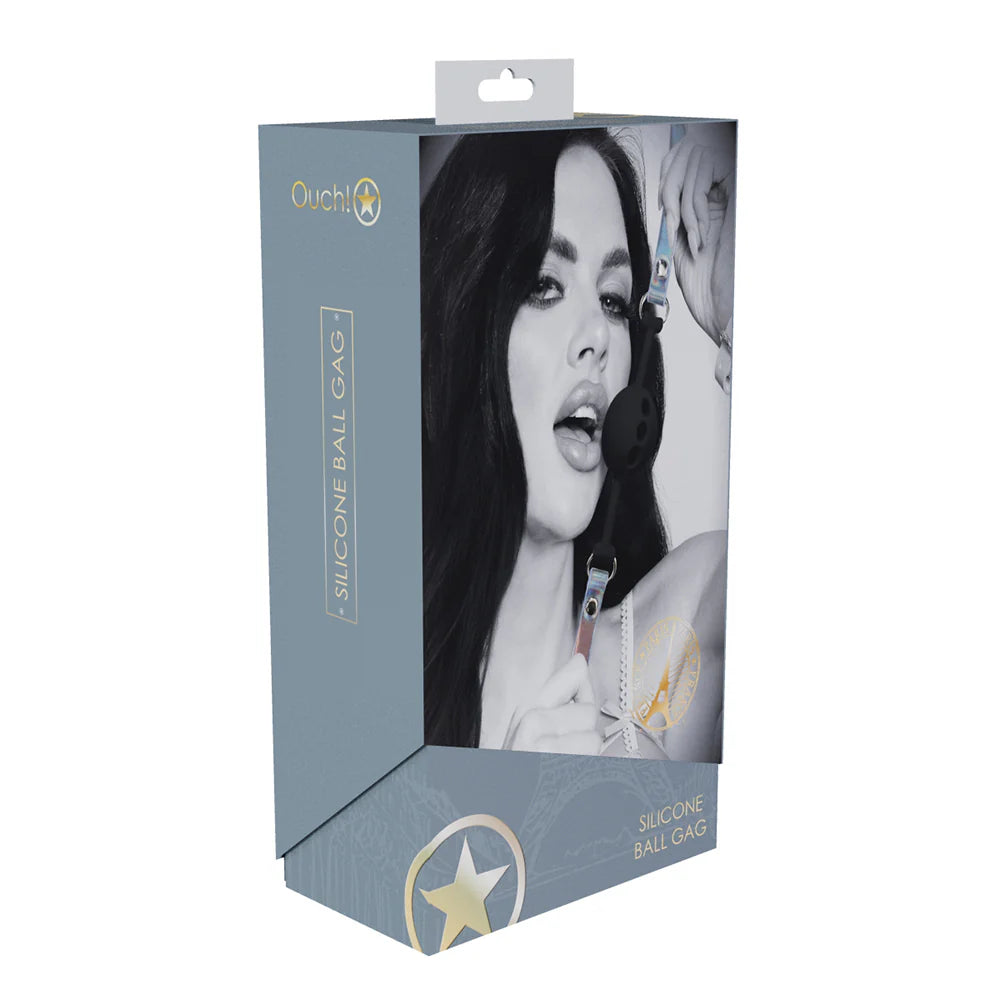 Ouch! International Paris Collection Silicone Ball Gag Black by Shots America LLC