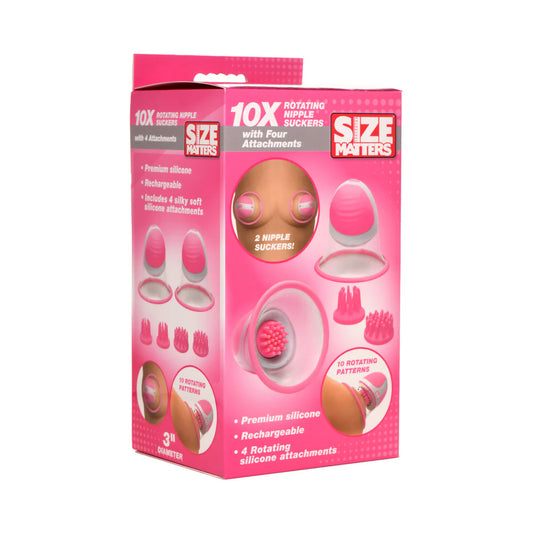 Size Matters 10X Rotating Silicone Nipple Suckers with 4 Attachments Pink by XR LLC