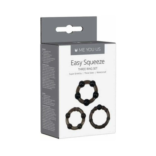 Me You Us Easy Squeeze 3-Piece Cockring Set Black by Simply Pleasure Ltd