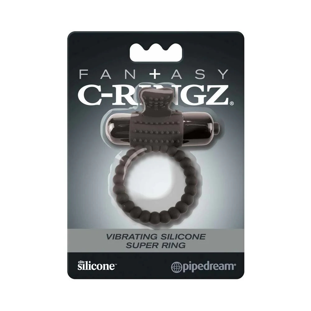 Fantasy C-Ringz Vibrating Silicone Super Ring With Bullet Black by Pipedream