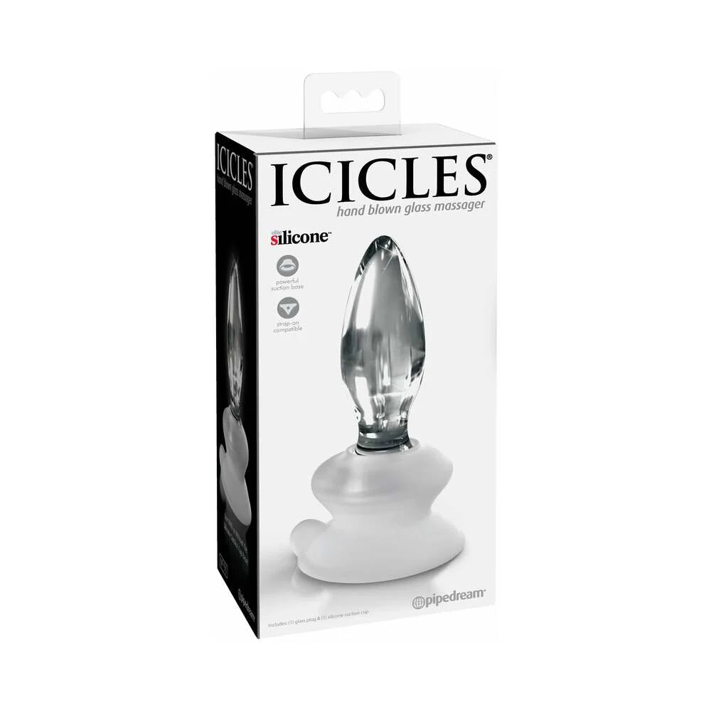 Icicles No. 91 Glass Anal Plug With Suction Cup Clear by Pipedream