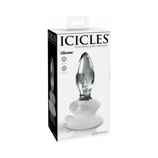Icicles No. 91 Glass Anal Plug With Suction Cup Clear by Pipedream