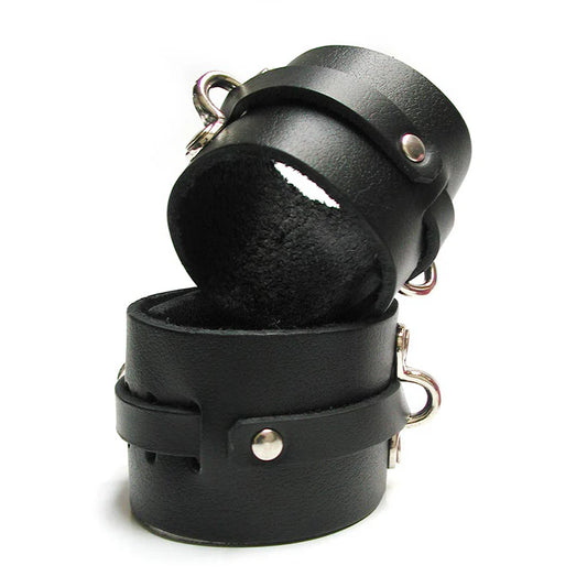 Kinklab Bondage Basics Leather Ankle Cuffs - Black by Stockroom.com