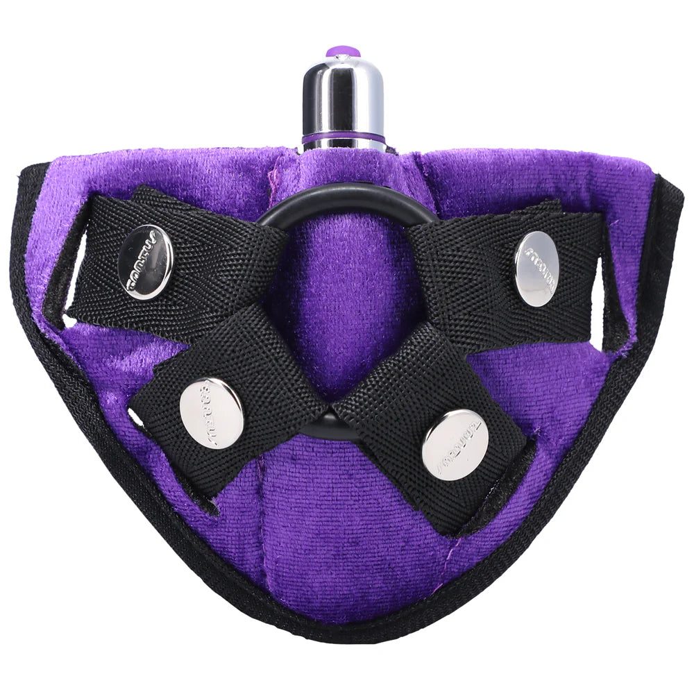 Tantus Velvet Vibrating Strap-On Harness Purple by Tantus