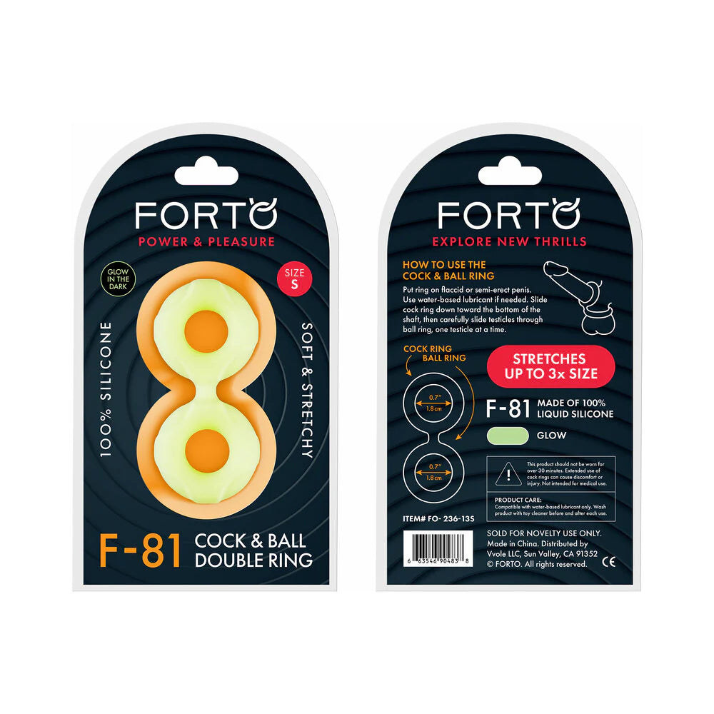 Forto F-81 Liquid Silicone Cock & Ball Double Ring Small Glow by Vvole