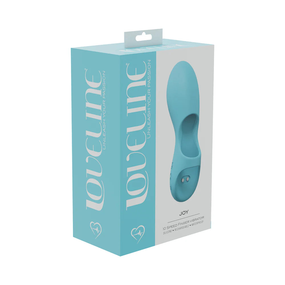 LoveLine Joy 10 Speed Finger Vibe Silicone Rechargeable Waterproof Blue by Shots America LLC