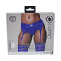 Ouch! Vibrating Strap-on Thong with Adjustable Garters Royal Blue M/L by Shots America LLC