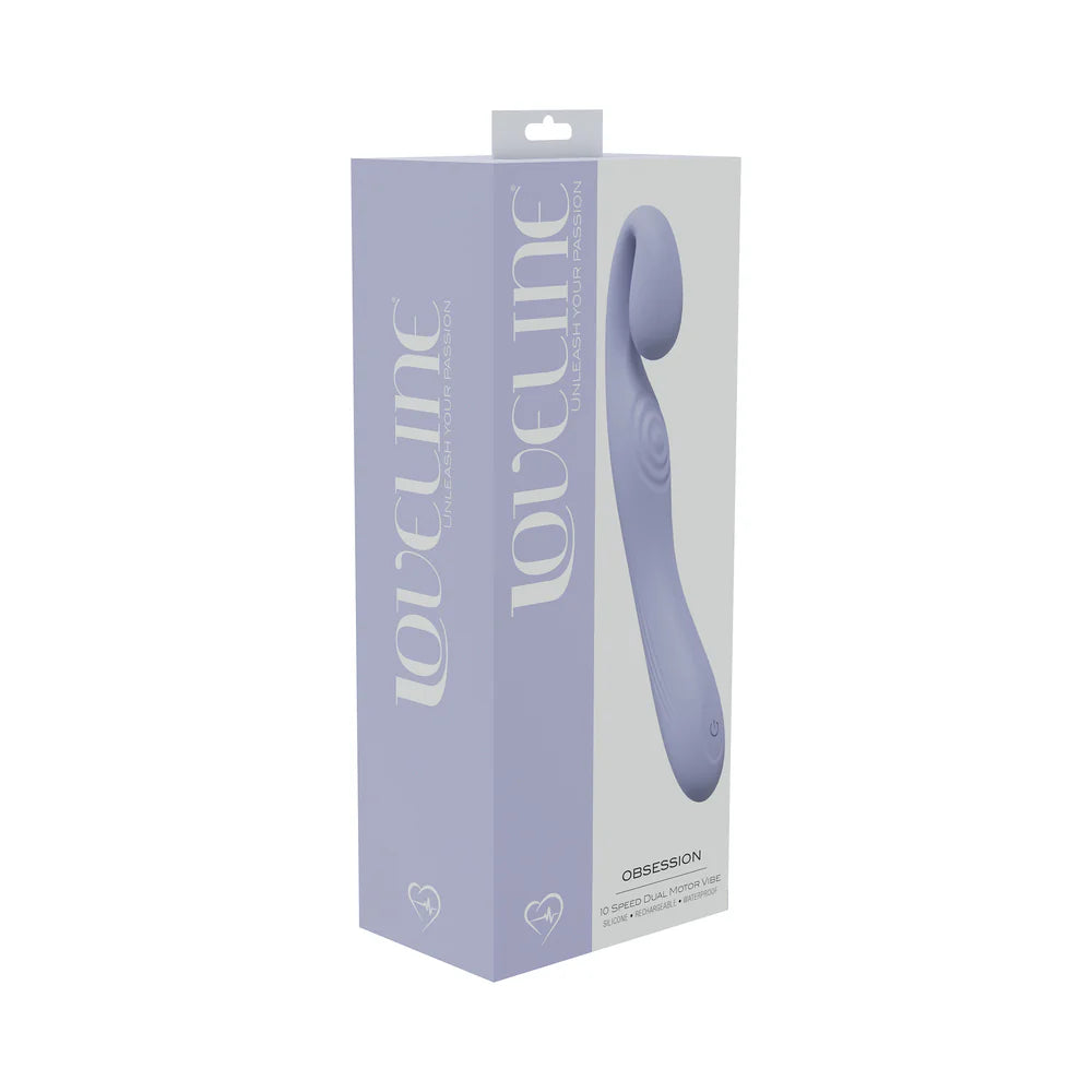 LoveLine Obsession 10 Speed Dual Motor Vibe Sealed Silicone Rechargeable Submersible Lavender by Shots America LLC