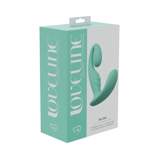 LoveLine Bliss 10 Speed Dual Motor Vibe Sealed Silicone Rechargeable Submersible Green by Shots America LLC