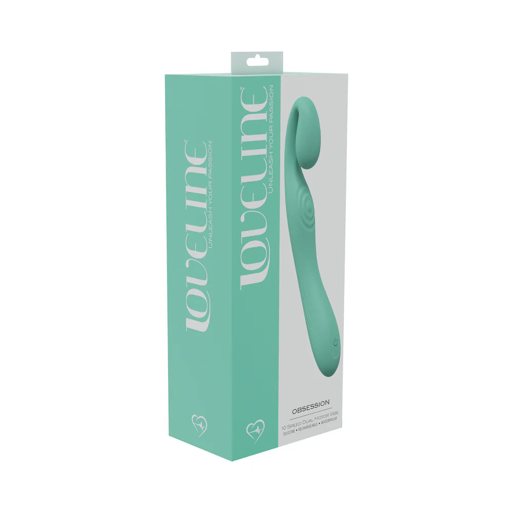 LoveLine Obsession 10 Speed Dual Motor Vibe Sealed Silicone Rechargeable Submersible Green by Shots America LLC