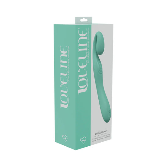 LoveLine Obsession 10 Speed Dual Motor Vibe Sealed Silicone Rechargeable Submersible Green by Shots America LLC