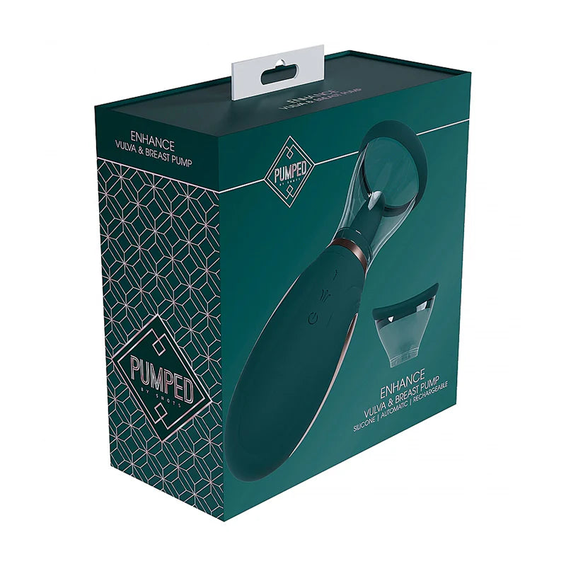 Pumped Enhance Automatic Rechargeable Vulva & Breast Pump Forest Green by Shots America LLC