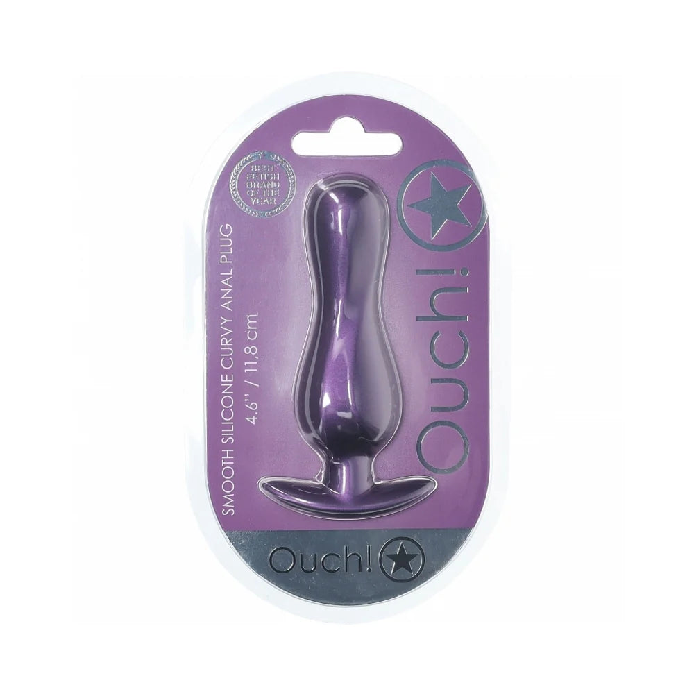 Ouch! Smooth Silicone Curvy Anal Plug 4.6 in. Metallic Purple by Shots America LLC