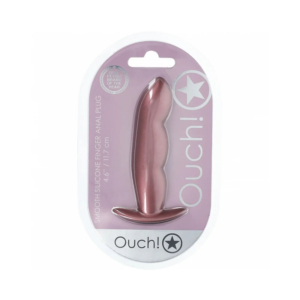 Ouch! Smooth Silicone Finger Anal Plug 4.6 in. Rose Gold by Shots America LLC