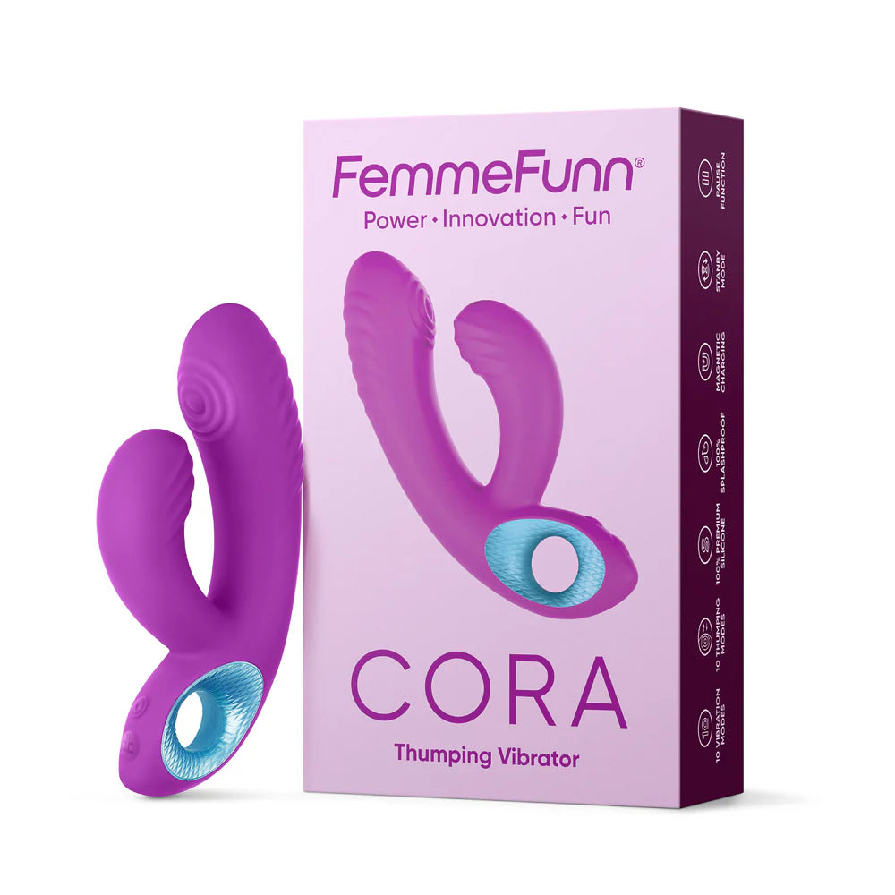 FemmeFunn Cora Rechargeable Silicone Thumping Dual Stimulation Vibrator Purple by Vvole