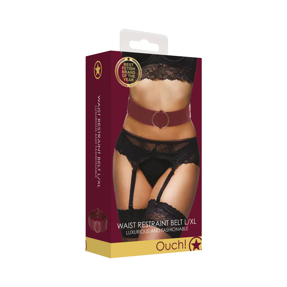 Ouch! Halo Ringed Waist Restraint Belt Burgundy S/M by Shots America LLC