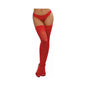 Dreamgirl Sheer Thigh-High Stockings with Silicone Lace Top Red OS by Dreamgirl International