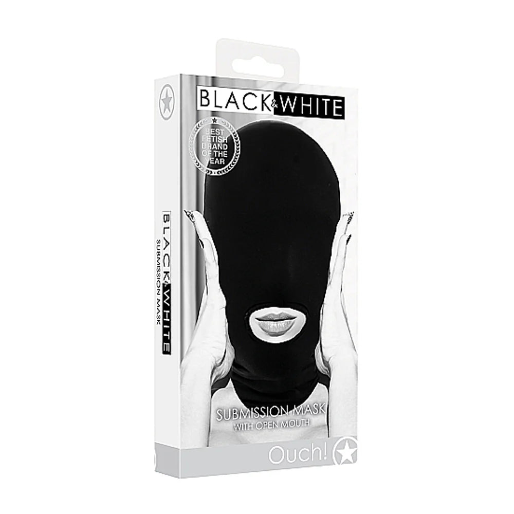 Ouch! Black & White Submission Mask With Open Mouth Black by Shots America LLC
