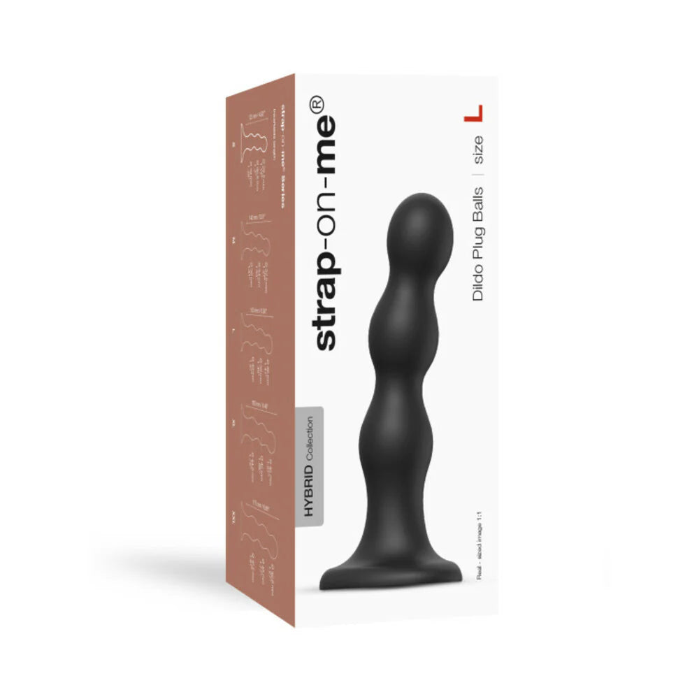 Strap-On-Me Hybrid Collection Silicone Dildo Plug Balls Black L by Lovely Planet USA