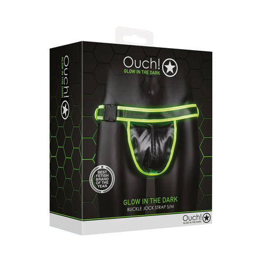 Ouch! Glow in the Dark Buckle Jock Strap Neon Green S/M by Shots America LLC