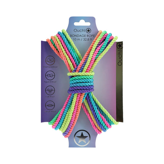 Ouch! Bondage Rope 10 m Nylon Multicolor Bright by Shots America LLC