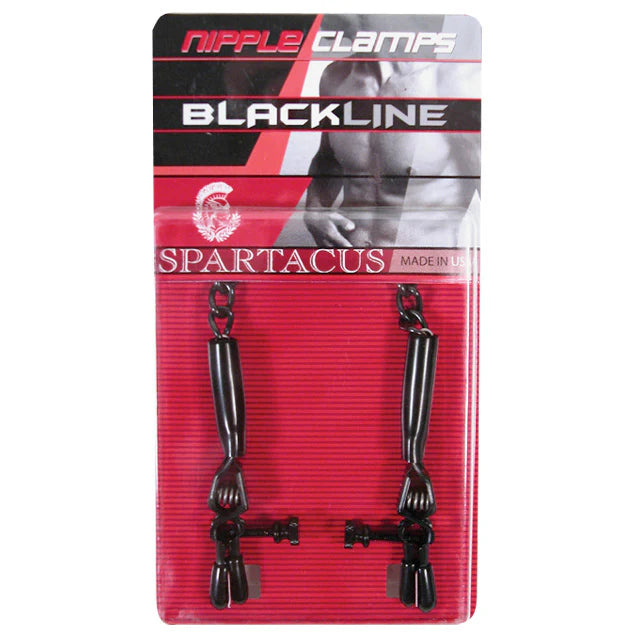 Spartacus Blackline Nipple Clamps Adjustable Rubber Tipped Pinchers by Spartacus